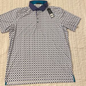 Greyson Golf Polo, Purple and White, SIZE XL.
